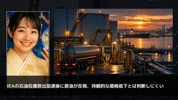 IEAの石油在庫放出加速後に原油が反発、持続的な価格低下とは判断しにくい