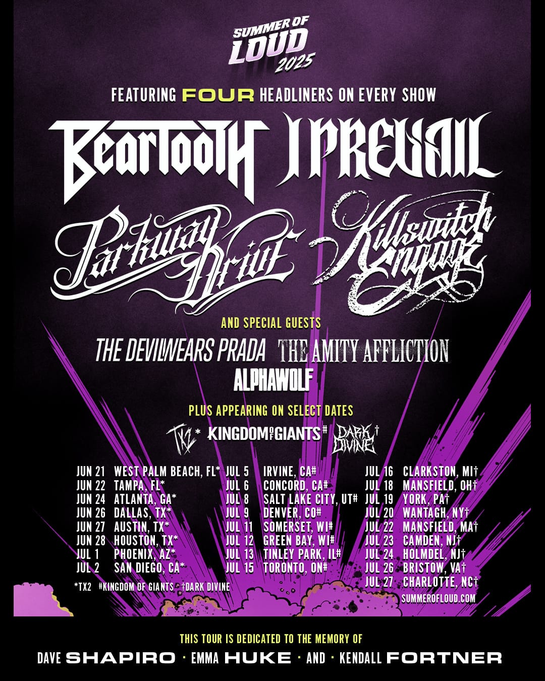 I Prevail Summer of Loud 2025 North American Tour - All Show Dates | The Metalverse.net