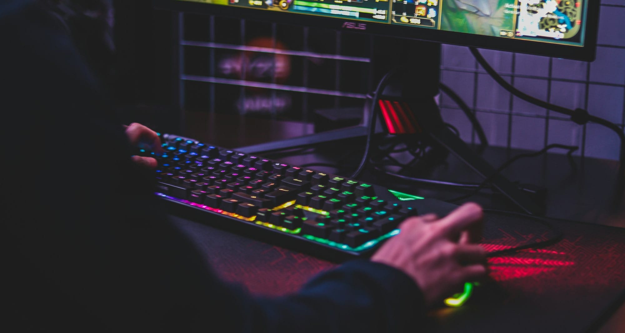 person using desktop computer