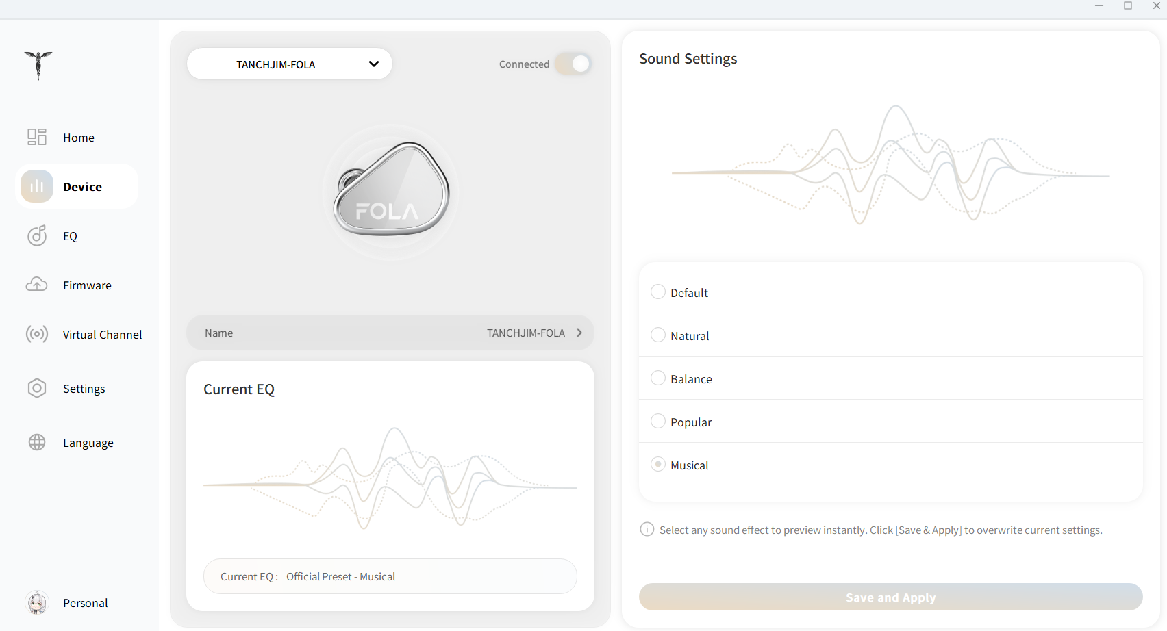 Tanchjim EQ App User Interface