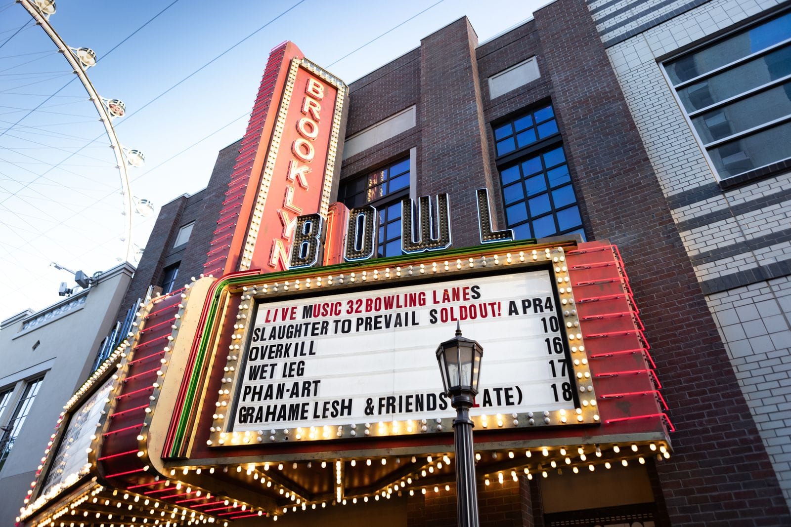 Slaughter to Prevail Sold out show at the Brooklyn Bowl, Las Vegas - Front of the venue sign states "sold out"