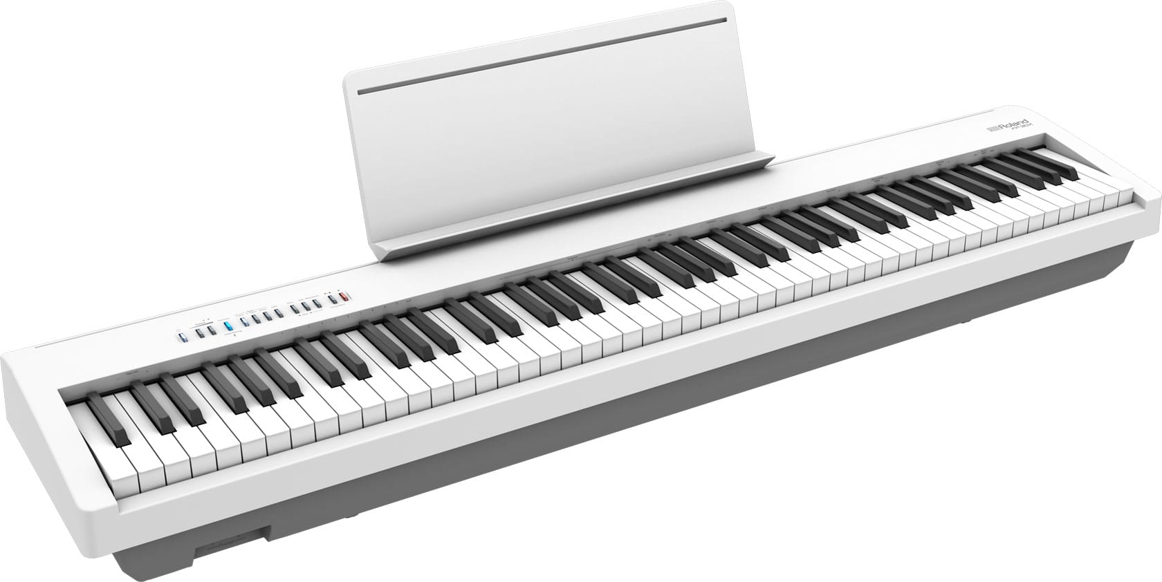 Roland FP-30X digital piano set up in a home recording studio