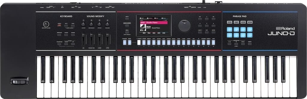 Roland Juno-D6 61-key synthesizer for live band performance