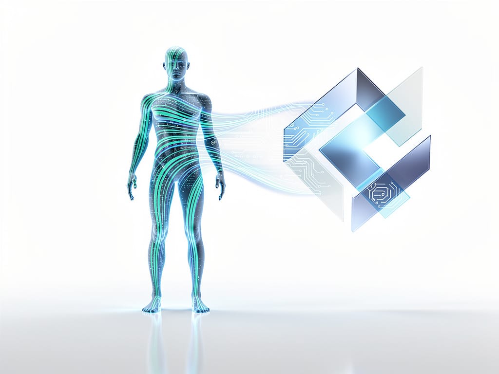 Data streams flowing from a person to a corporation