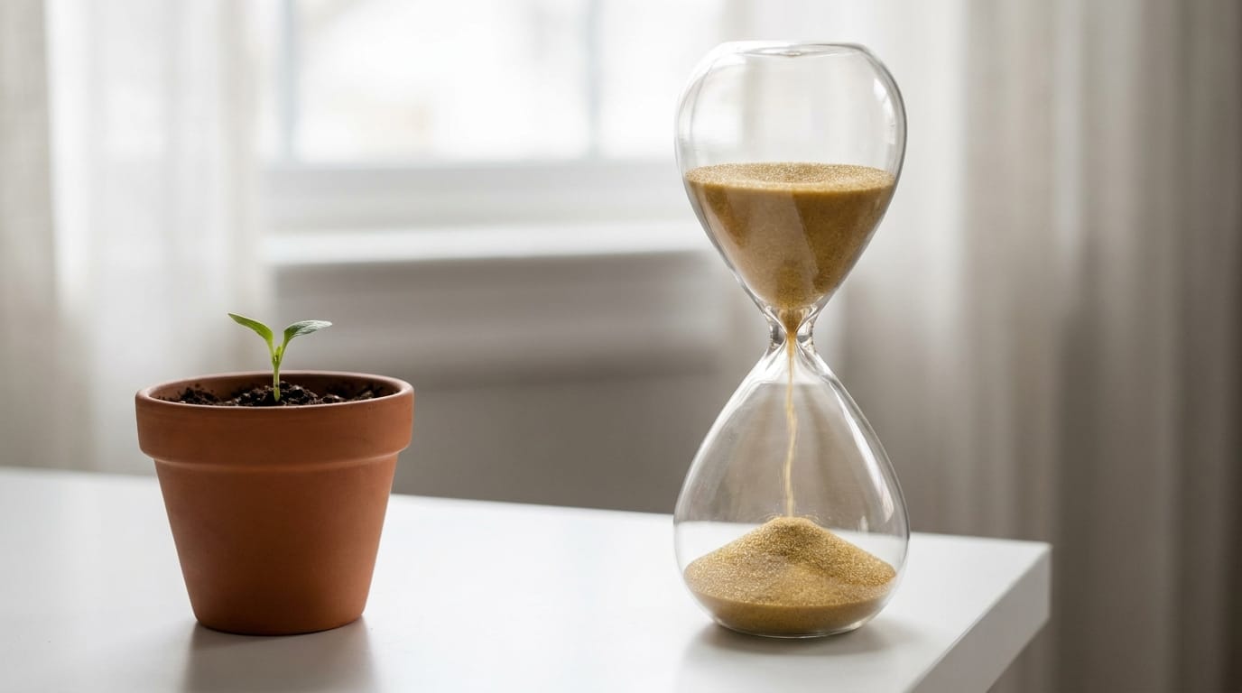 Hourglass with golden sand symbolizing wealth velocity and financial growth