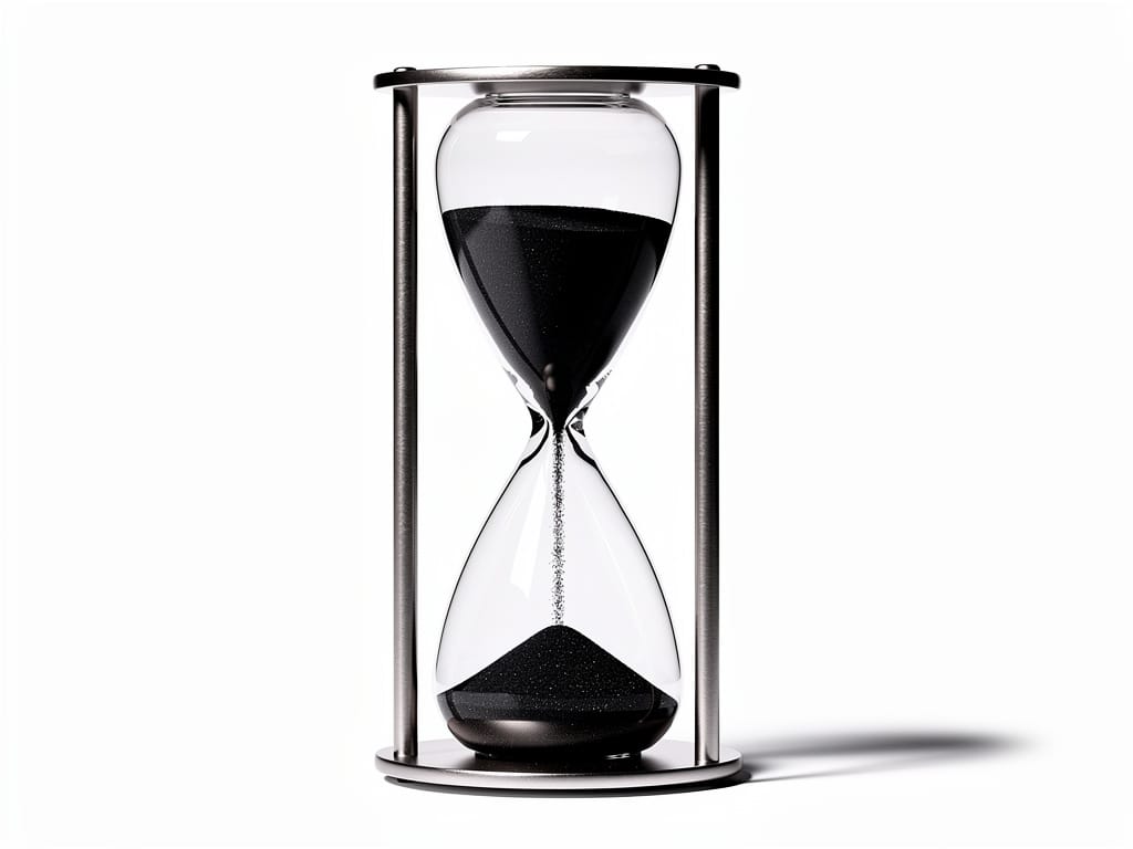 A modern hourglass symbolizing a finite timeline for a business