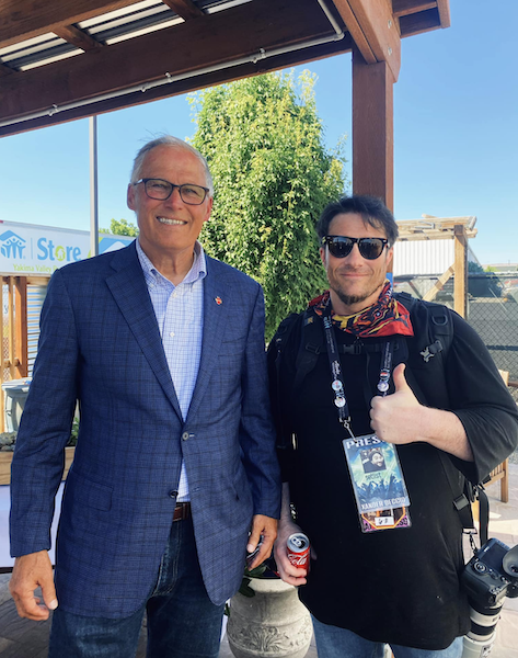 Governor Inslee with Travis (Xander) Deccio at Yakima Valley College.