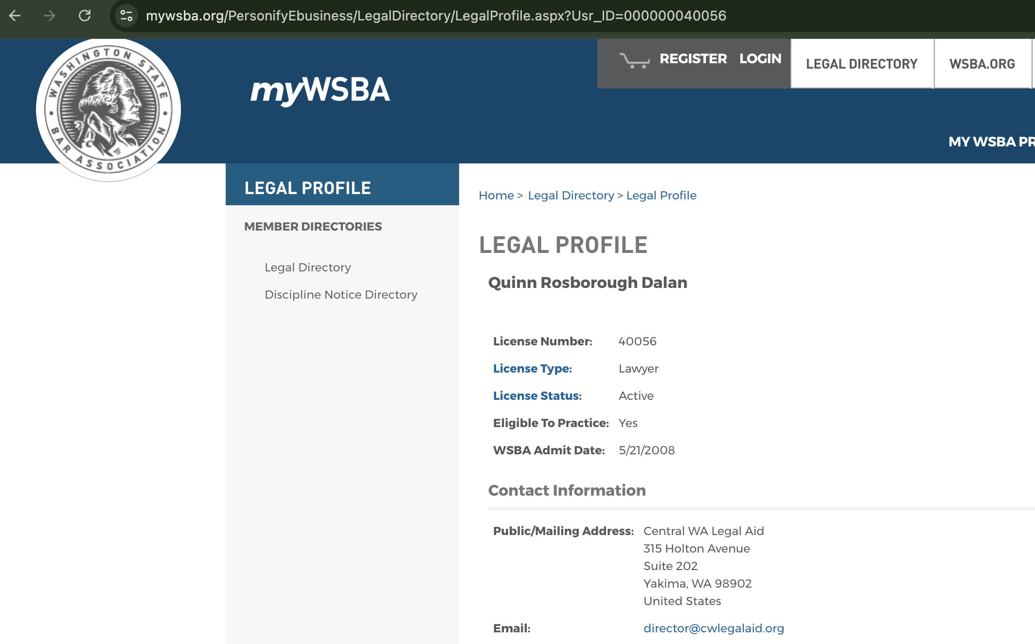 Quinn Dalan Washington State Bar Association Profile
