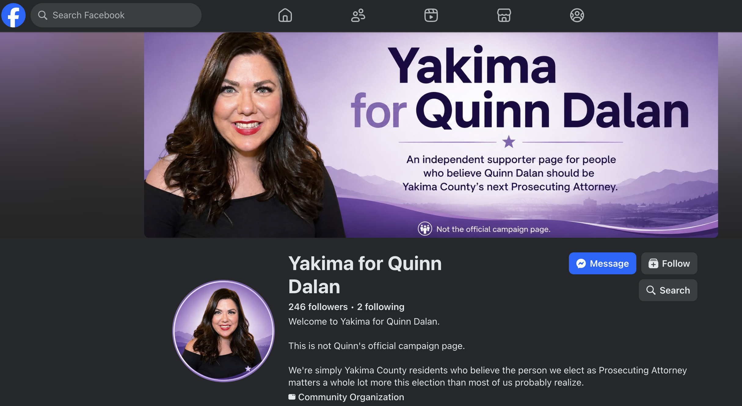 Yakima For Quinn Dalan Facebook page.