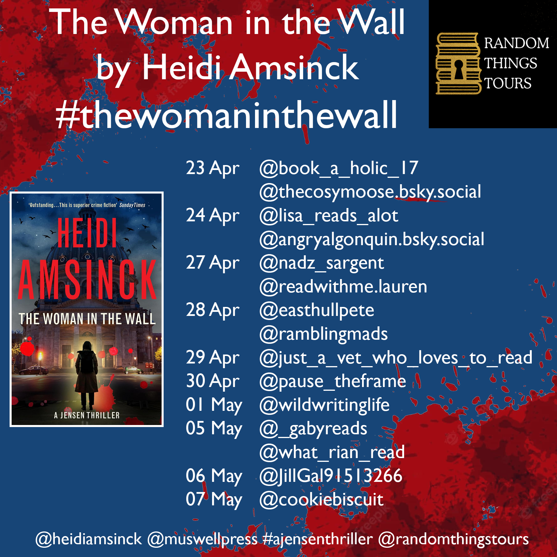 Blog tour poster for "The Woman in the Wall"