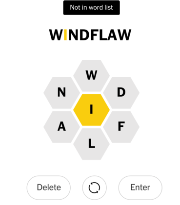 WINDFLAW not in word list