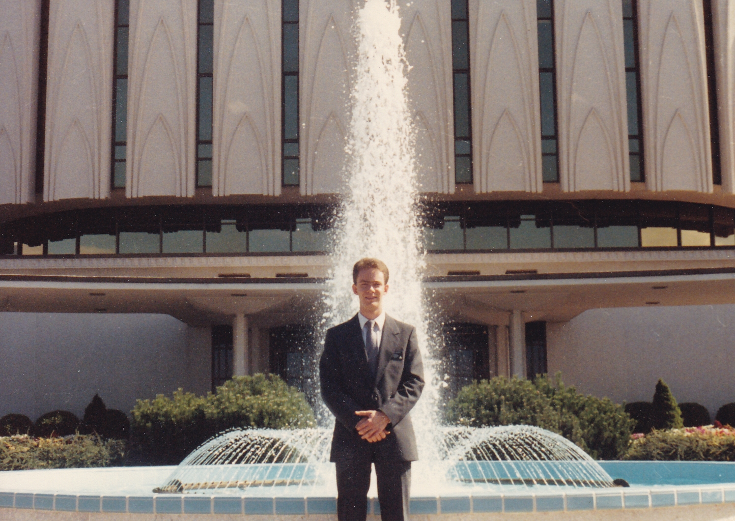 Elder Shunn at Provo Temple, 1986
