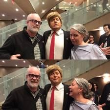 Bill and &block;&block;&block;&block;&block; with Anthony Atamanuik after 'Trump Dump: The Last Rally,' NYU Skirball Center, 3 November 2016