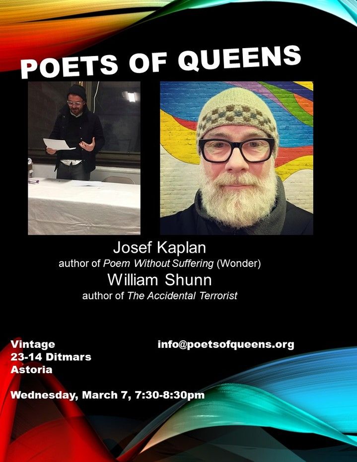 Poets of Queens Reading, 7 March 2018, 7:30 pm, Vintage Wine Bar, Astoria, Queens