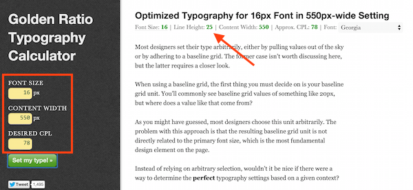 golden ratio typography calculator