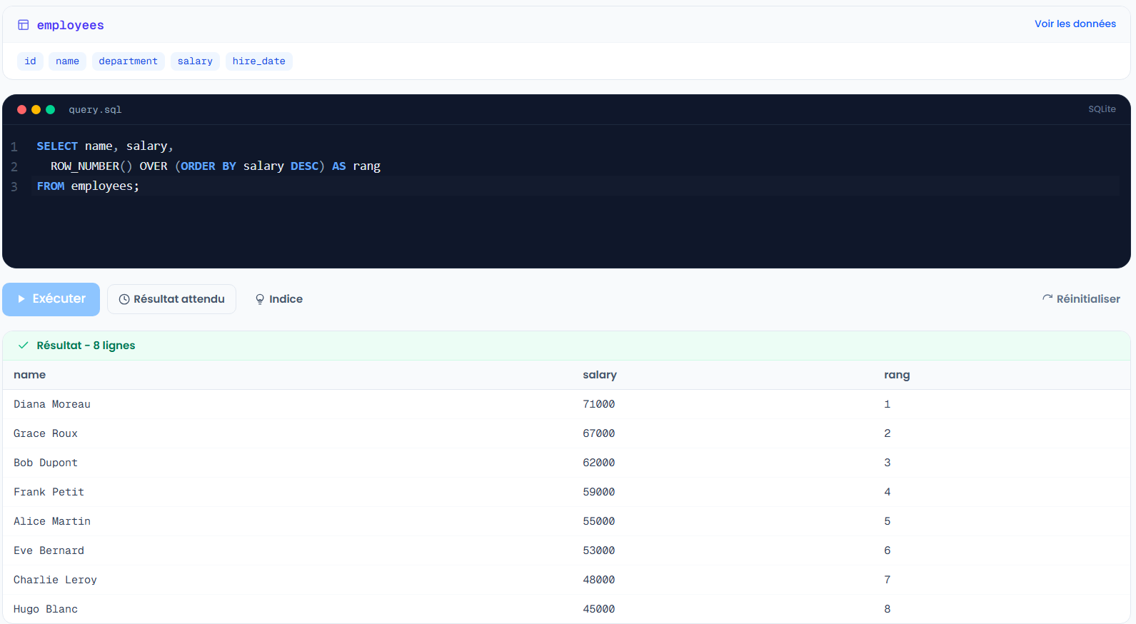 Data Certification - Exercice window functions
