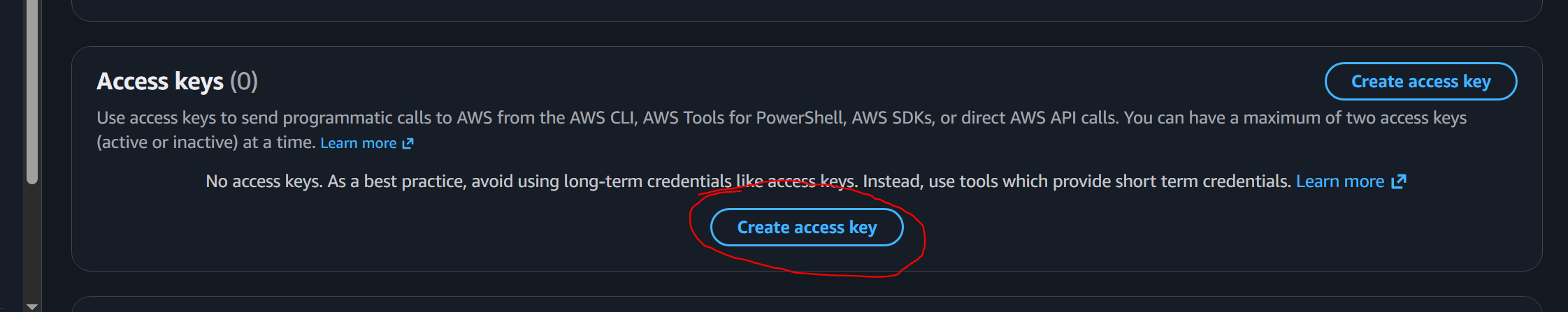 Create access key