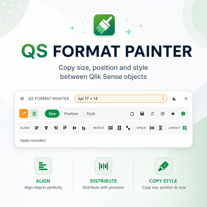 Image : [EN] QS Format Painter : Copy Size and Style, Align Objects in One Click for Qlik Sense