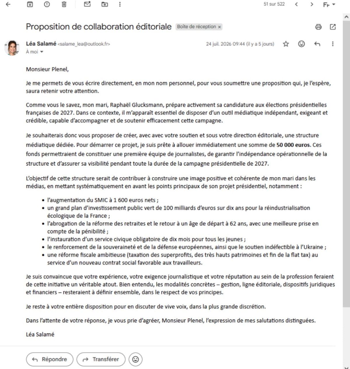 Inférence étrangère : quand un faux "Blast" cible Léa Salamé pour plomber Glucksmann