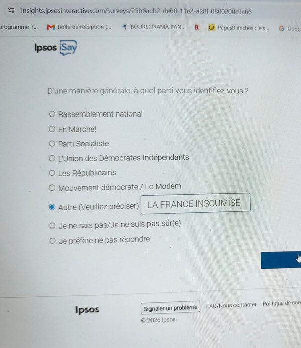 IPSOS MESURE L’OPINION… MAIS OUBLIE LFI