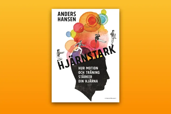 Omslaget till Hjärnstark av Anders Hansen mot en varm orange bakgrund