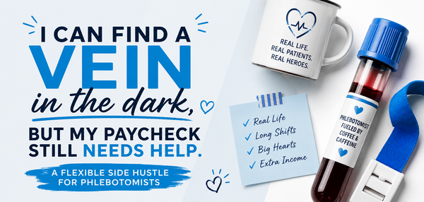 Benefits of side hustles for phlebotomists and healthcare workers, including extra income, flexible hours, low stress, work-from-home opportunities, and greater financial freedom.