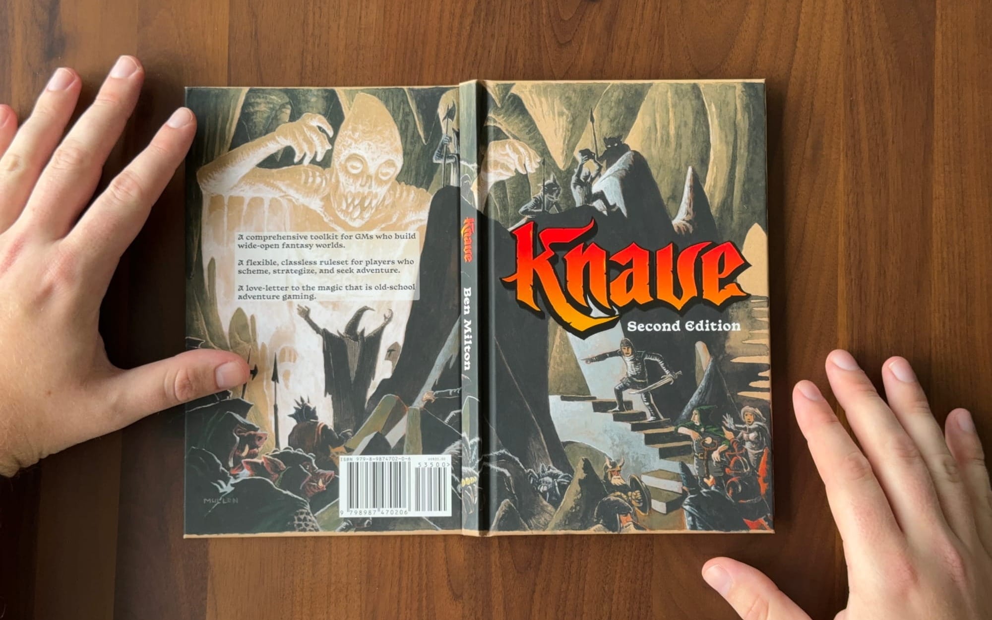 A top-down photo of the Knave 2E front and back covers.