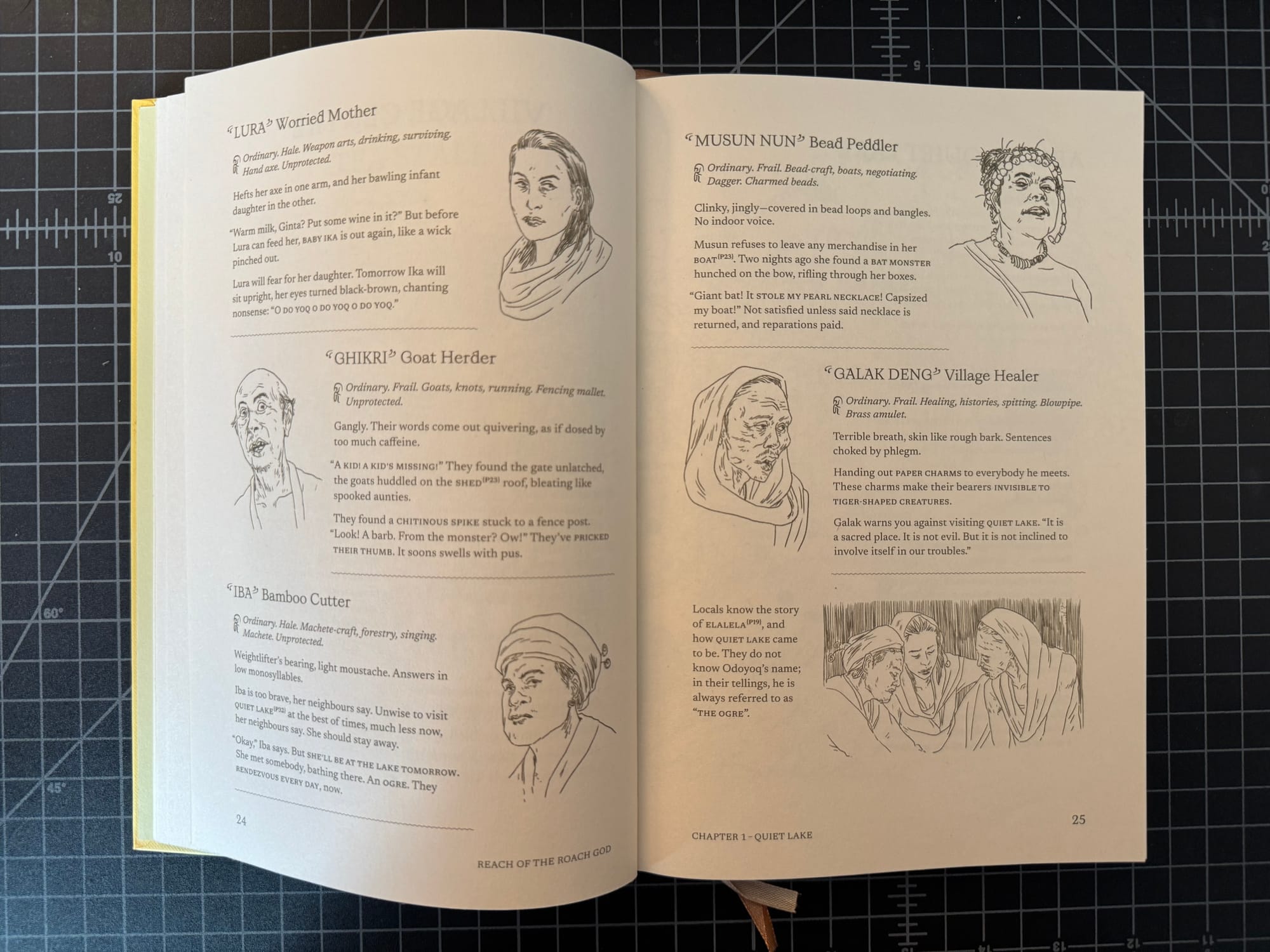A spread from the RPG adventure, Reach of the Roach God.