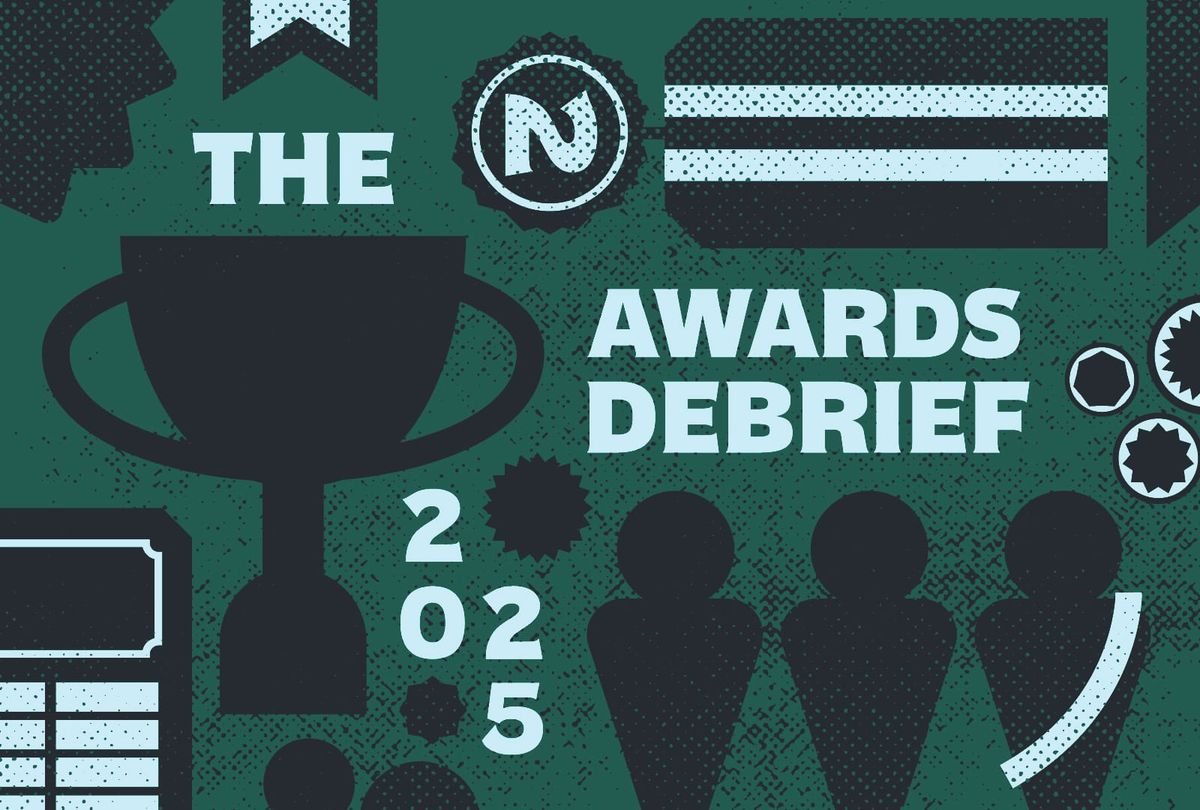 Awards on a colored background. The title reads, "The Awards Debrief 2025."