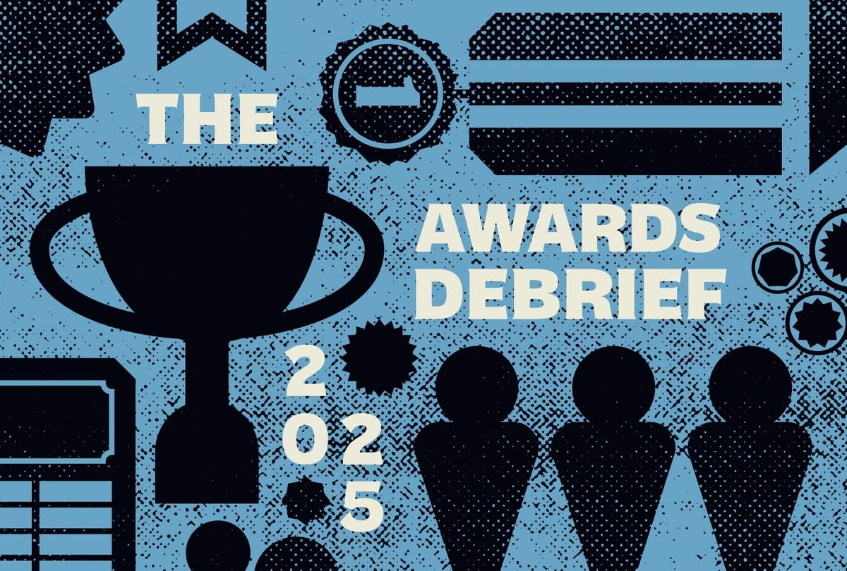 Awards on a colored background. The title reads, "The Awards Debrief 2025."
