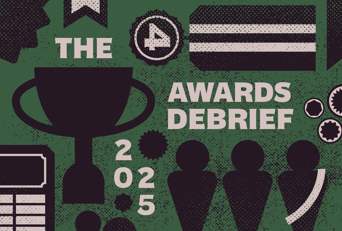 Awards on a colored background. The title reads, "The Awards Debrief 2025."