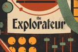 A sci-fi computer panel and controls with "The Explorateur" in a blackletter/medieval font on the screen.
