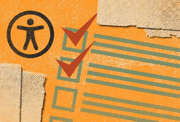 An accessibility checklist among shuffled papers.