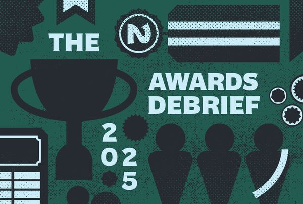 Awards on a colored background. The title reads, "The Awards Debrief 2025."