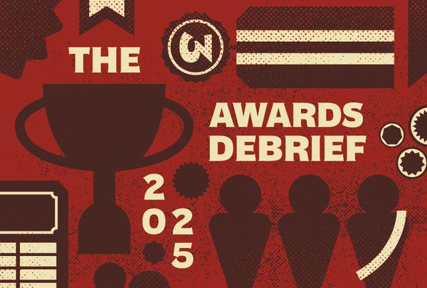 Awards on a colored background. The title reads, "The Awards Debrief 2025."