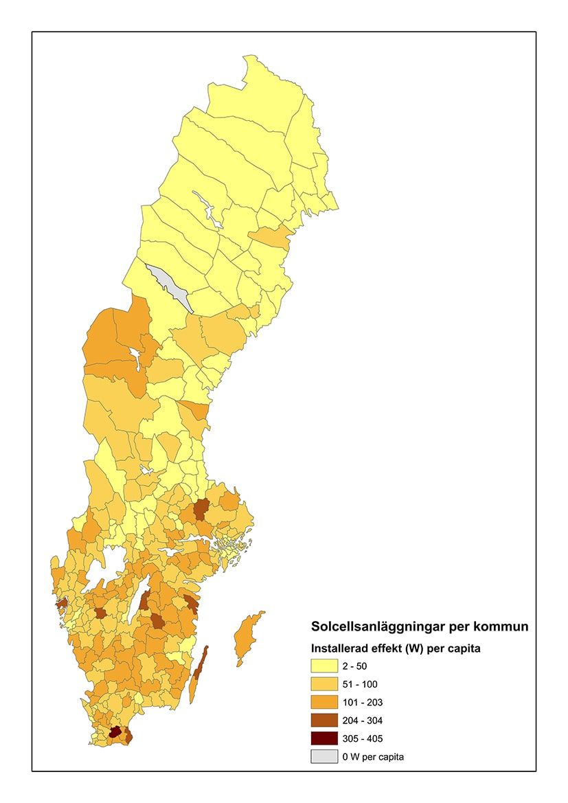Solcellsanläggningar per kommun