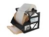 A photograph of Sealed Air's QuikWrap M paper dispenser. It is a metal structure holding two rolls of honeycomb and tissue…