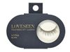 A matte, black, ovular box made of paperboard. It reads 'Loveseen Featherlift Lashes, Luna Black', and contains a round…