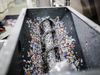 Plastic granules during the recycling process