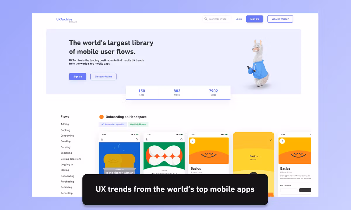 UXArchive - библиотека мобильных дизайн-паттернов Основне зображення