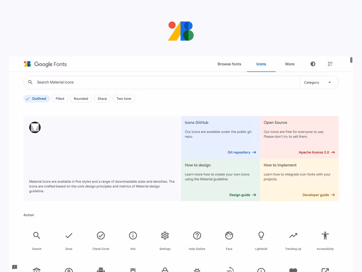 Google Fonts иконки Основне зображення