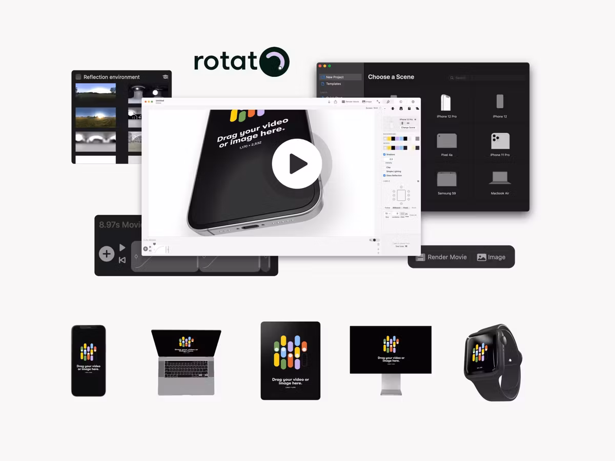 Rotato - профессиональное приложение для создания 3d мокапов Основне зображення