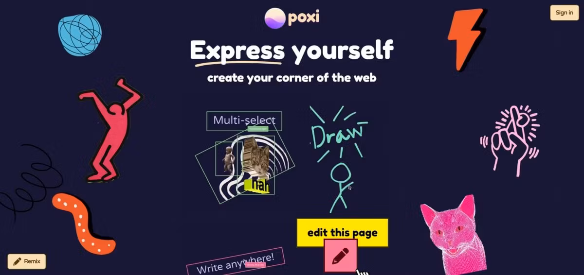 Poxi.pages - конструктор вебсайтів у стилі бруталізм Основне зображення