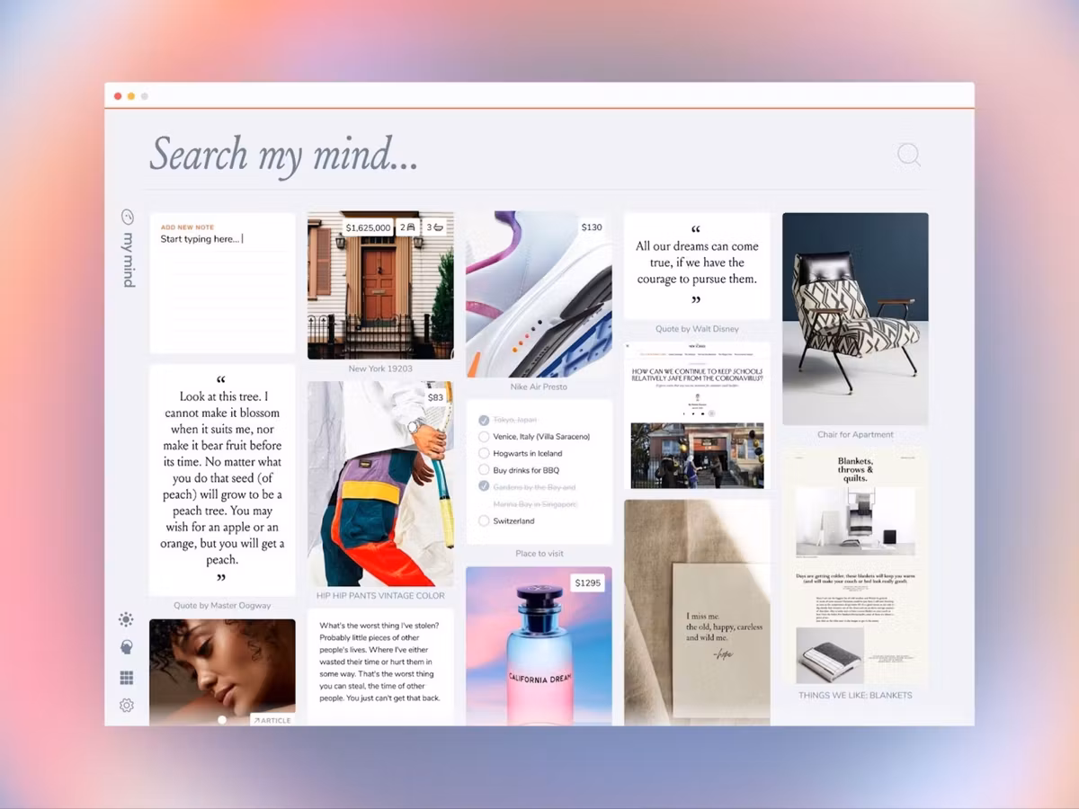 MyMind — додаток продуктивності, AI мудборд та візуальні нотатки Основне зображення