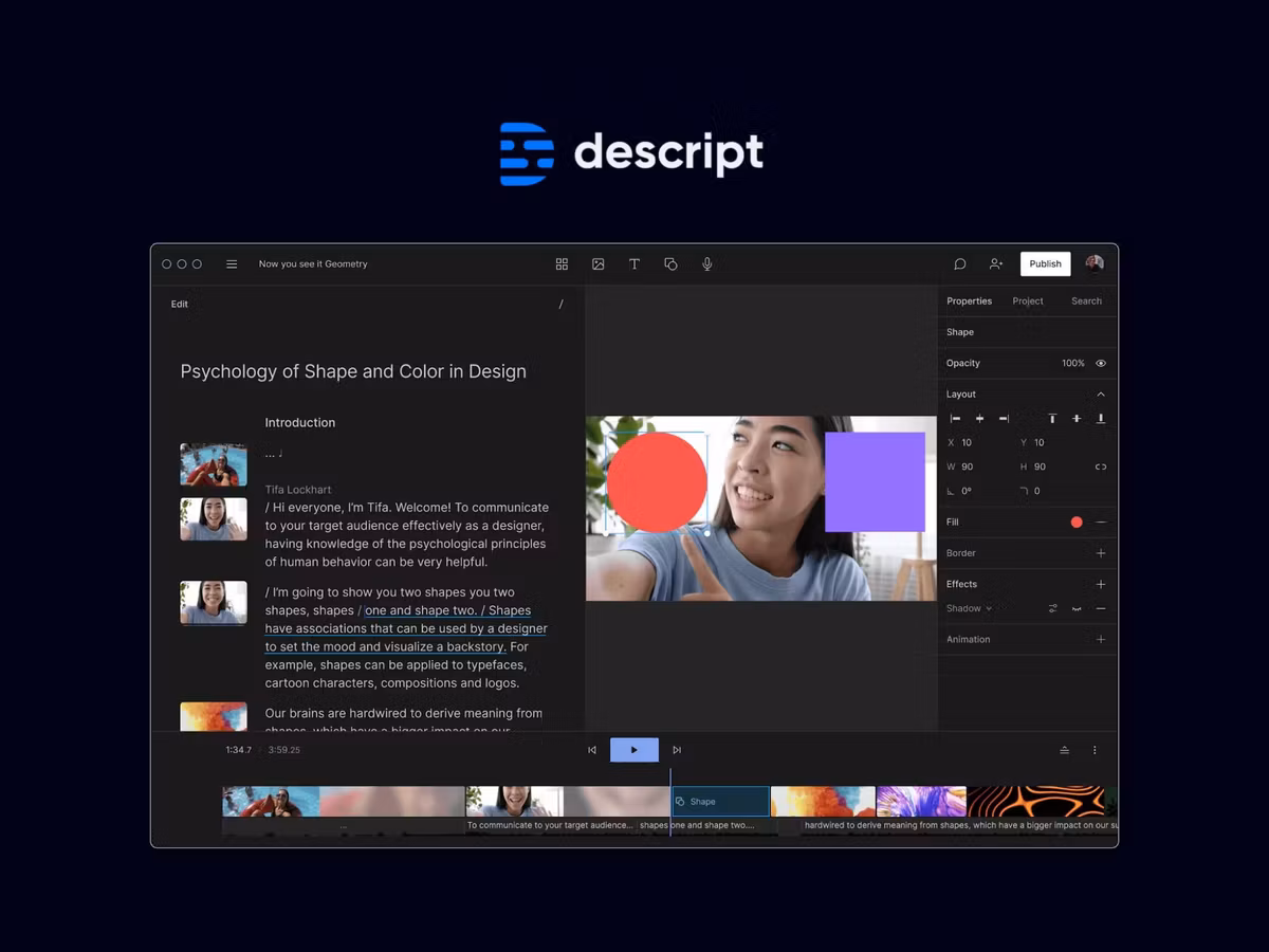 Descript - AI інструмент для монтажу роликів для соціальних мереж та відеокурсів Основне зображення
