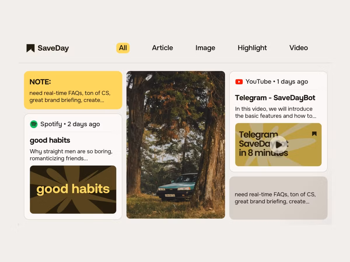 SaveDay — Telegram бот для збереження корисного вмісту Основне зображення