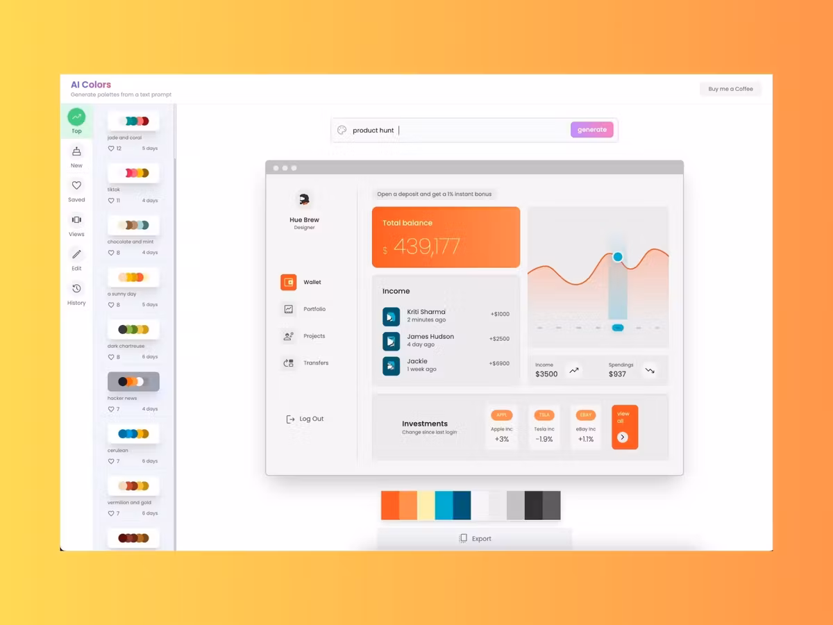 AI Colors — генерація колірних палітр для UI Основне зображення
