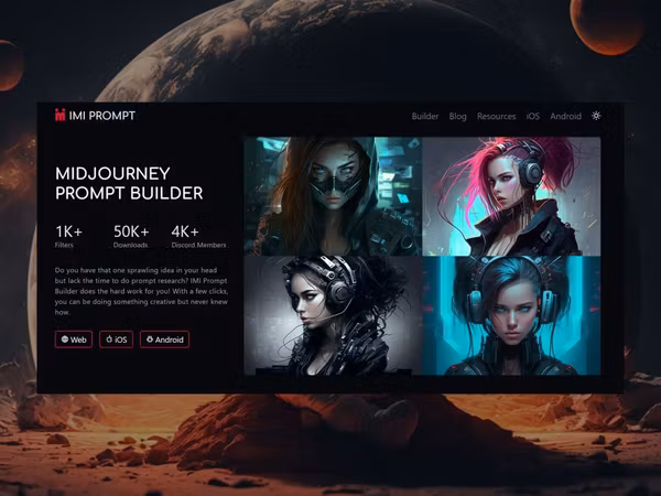 Imiprompt — конструктор текстових підказок для MidJourney Основне зображення