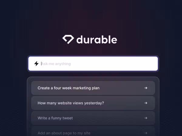 Durable — AI платформа для генерації сайтів Основне зображення