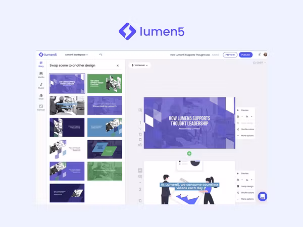 Lumen5 — AI інструмент для створення маркетингових відео Основне зображення